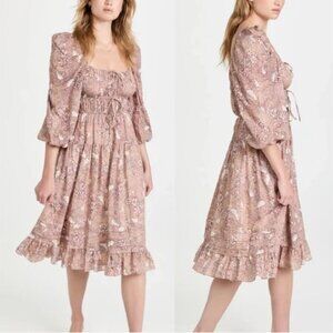 Ulla Johnson Isla Pleated Midi Dress in Sandalwood Size 2